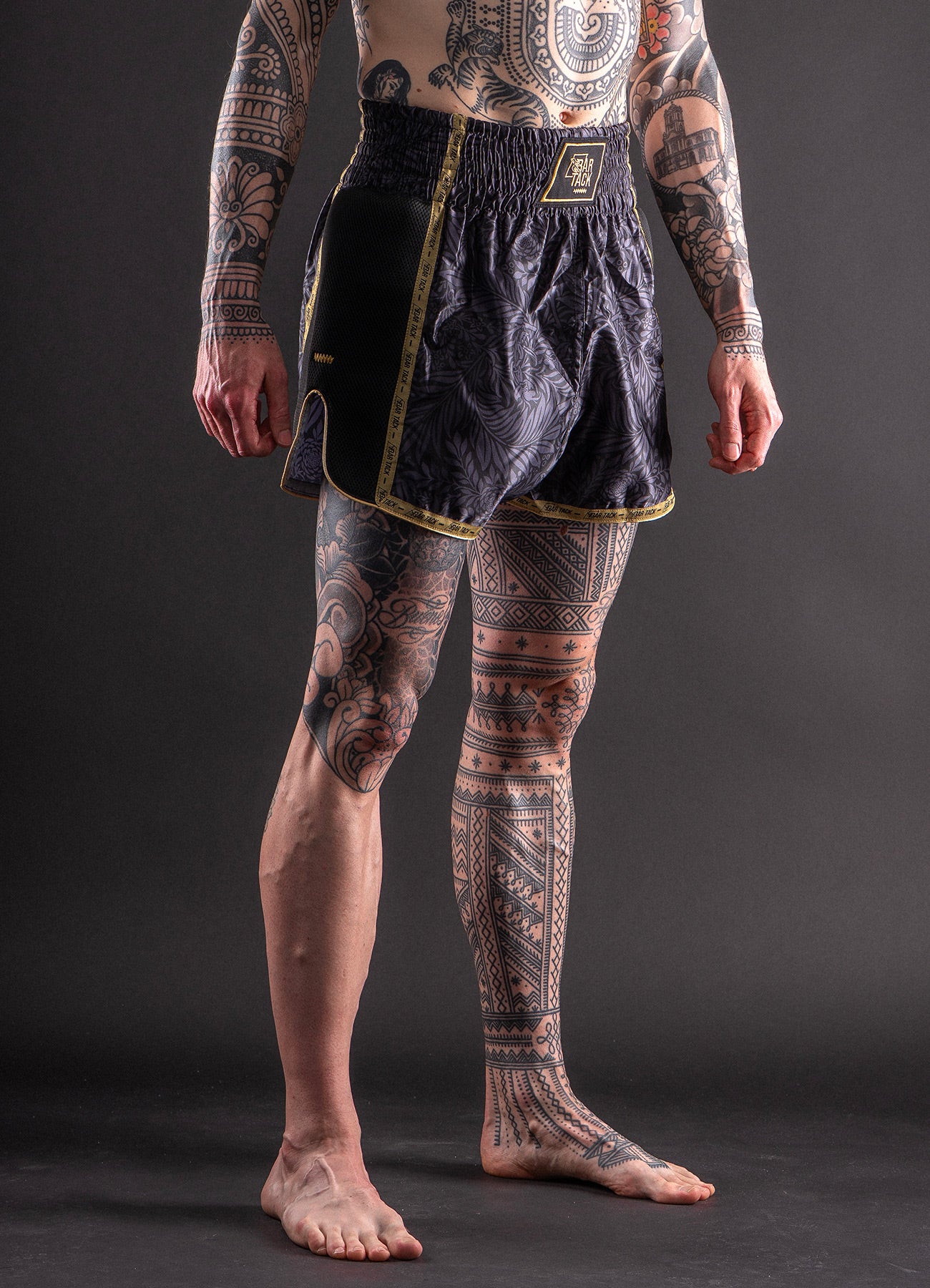 Thai Boxshorts Bar Tack "Royal Boxing" - Schwarz
