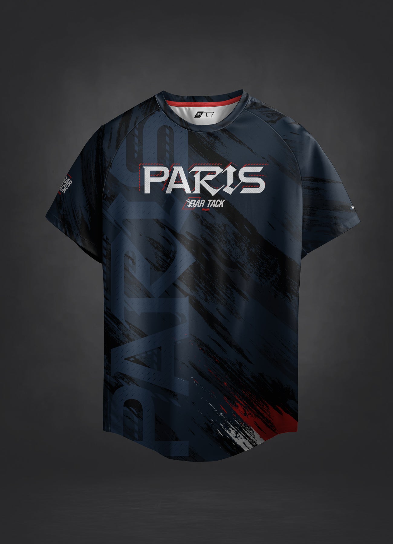 T-Shirt DryMax™ Lite Bar Tack „Warfare“ Paris Edition – Marineblau
