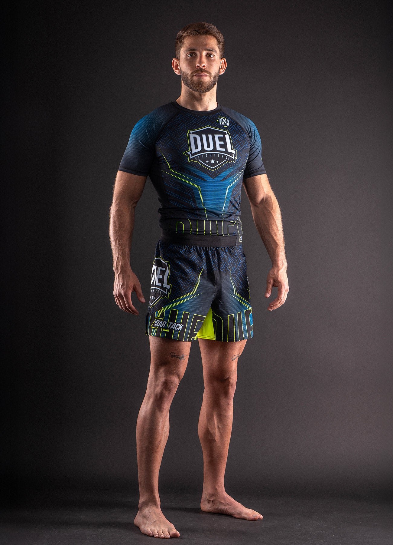 Rashguard Bar Tack x Duel Fighting – Blau