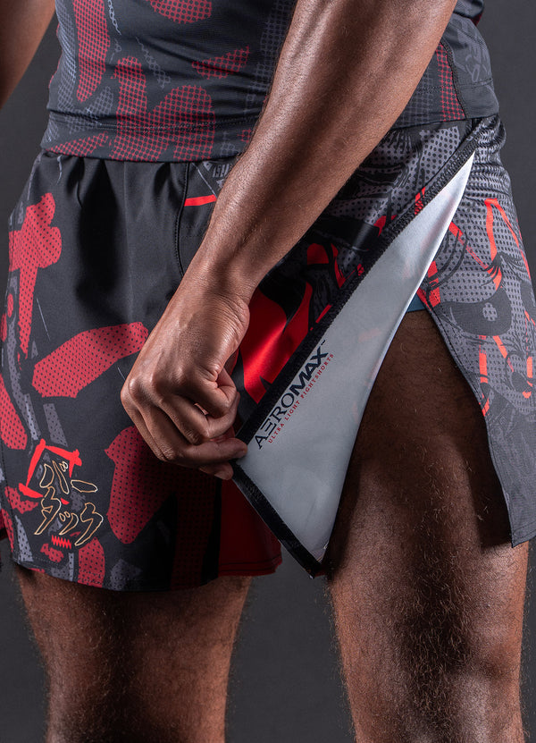 MMA Shorts Bar Tack AeroMax™ "ONI 鬼“ – Schwarz
