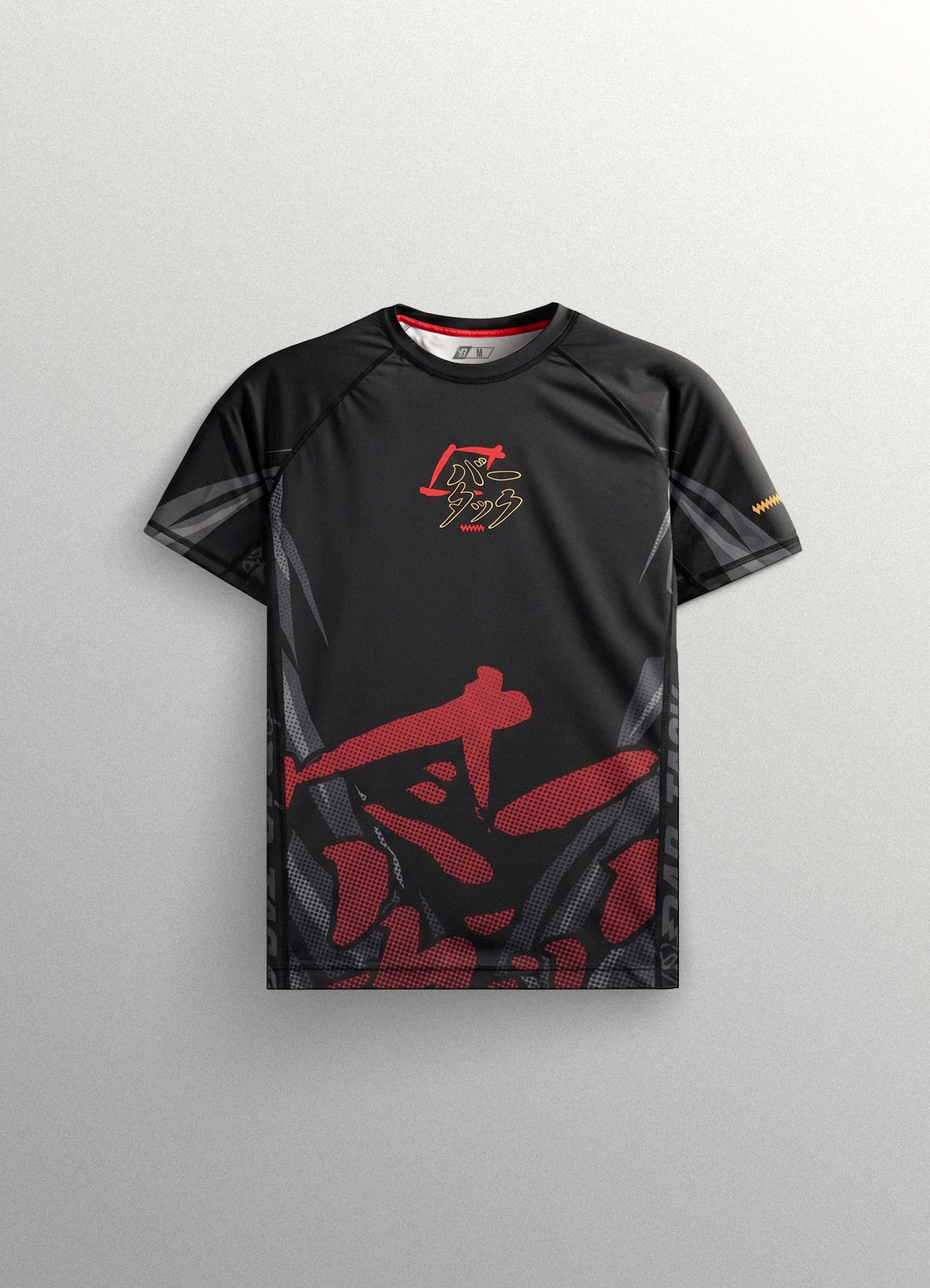 Kurzarm Rashguard Bar Tack "ONI 鬼" – Schwarz