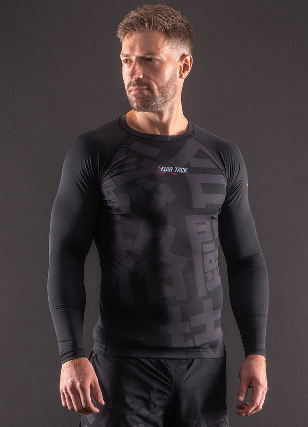 Rashguard Langarm Bar Tack „KUROGANE 黒鉄“ – Schwarz