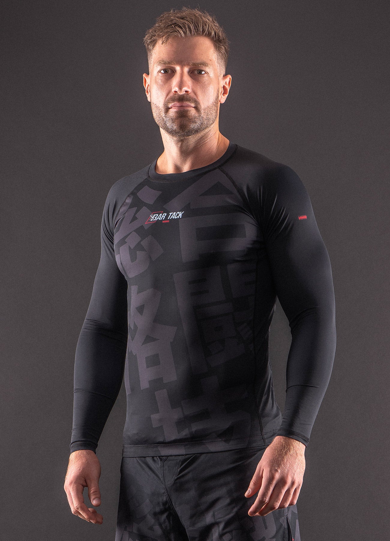 Rashguard Langarm Bar Tack „KUROGANE 黒鉄“ – Schwarz