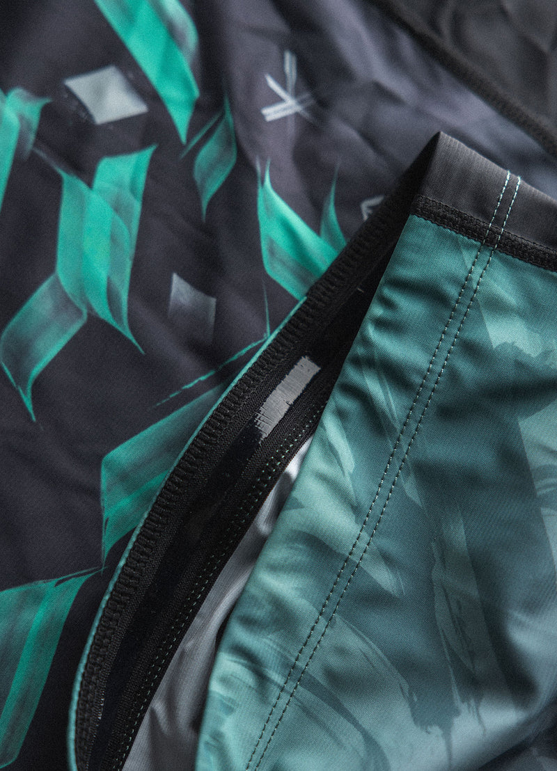Rashguard Manches Courtes "ODIN" - Gris/Cyan