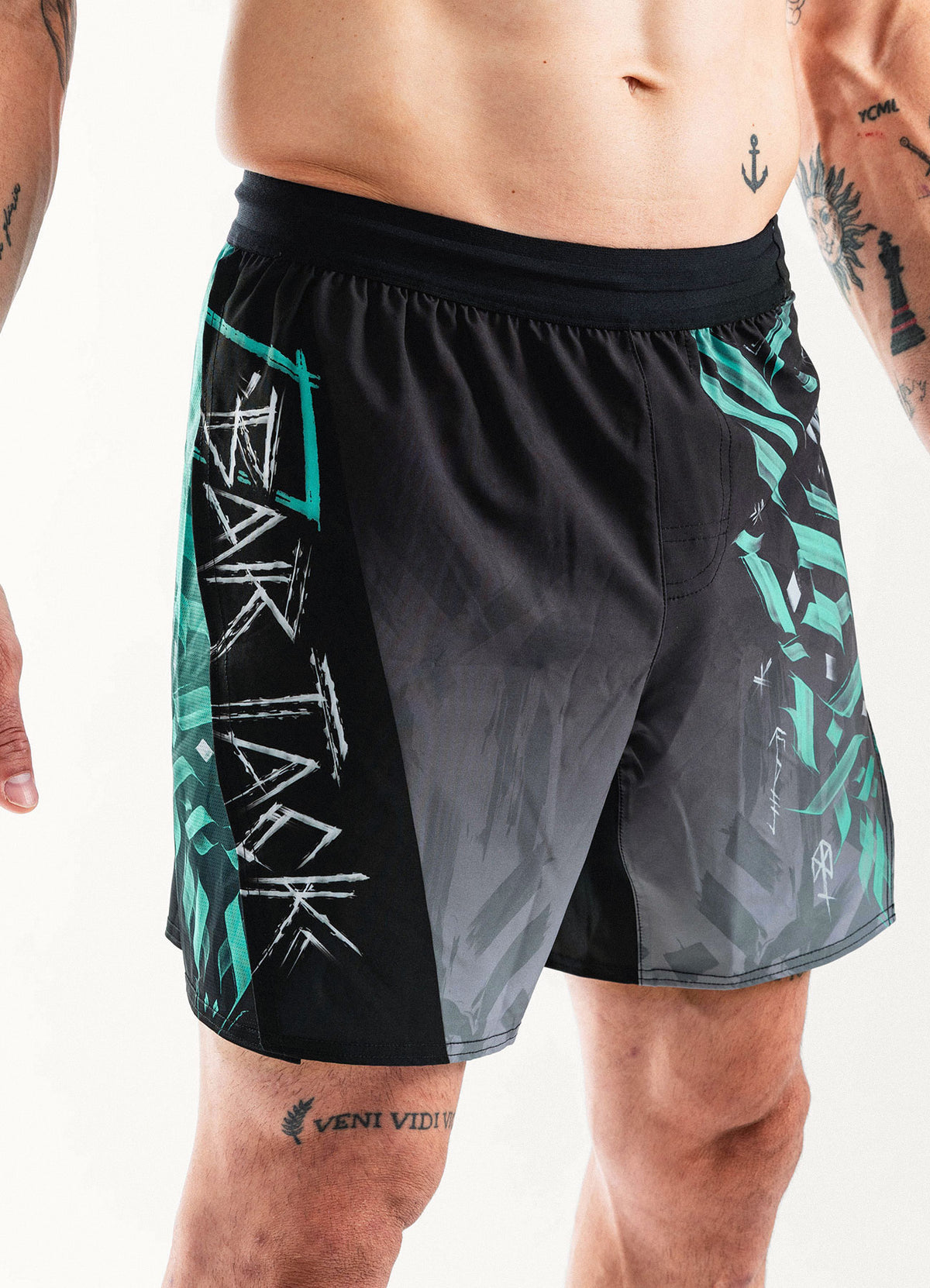 Short de MMA AeroMax™ "ODIN" - Gris/Cyan